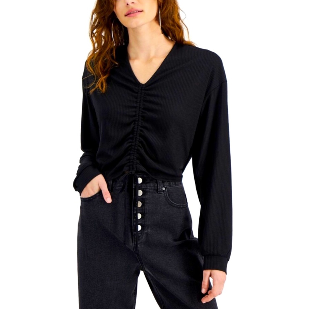 Derek Heart, S, black, v-neck, long sleeve